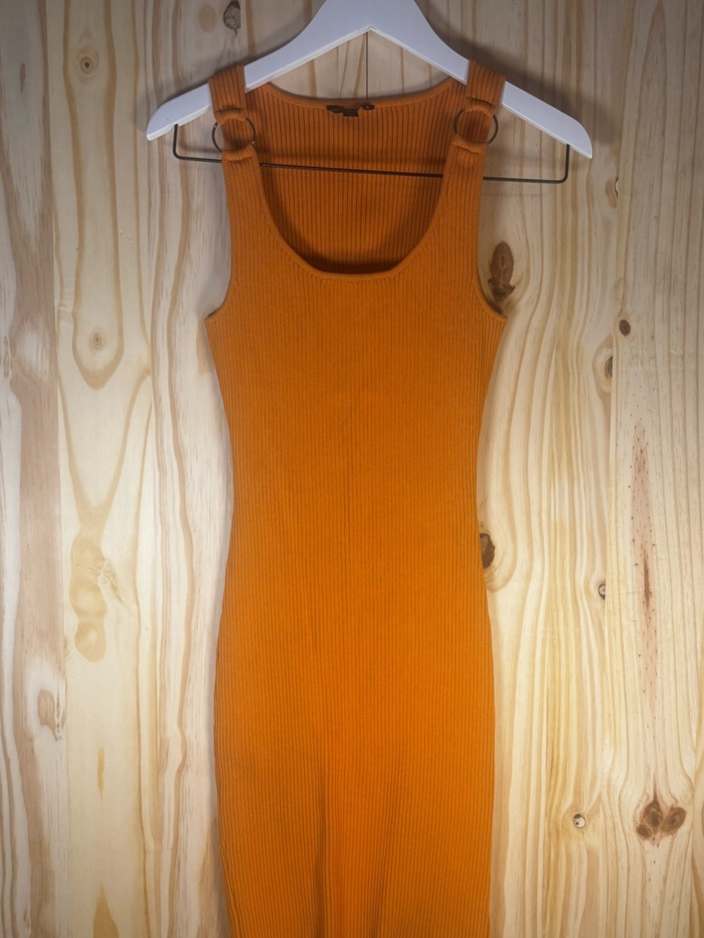 Guess Ribbed Knit Tank Dress - Orange